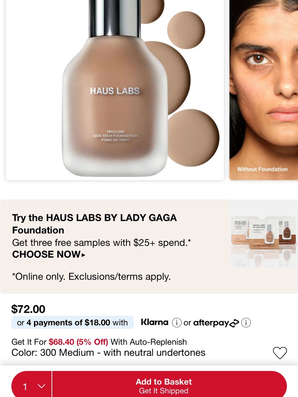 HAUS LABS By Lady Gaga Foundation - 300 Medium (Neutral)